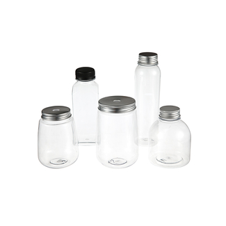 Empty PET Plastic Juicy Bottle Beverage Jar Snack Jar With Aluminum Screw Cap